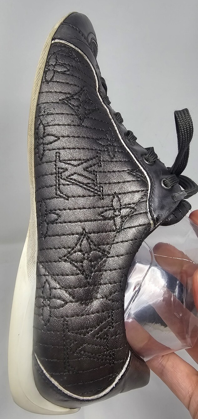 Louis Vuitton Silver Metallic Monogram Tennis Stitch Sneakers Sz EU 36.5 US 6.5 - Picture 4 of 15